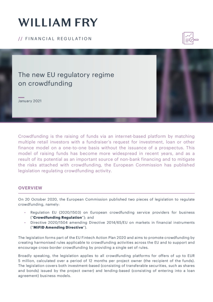 FRU_The new EU regulatory regime on crowdfunding