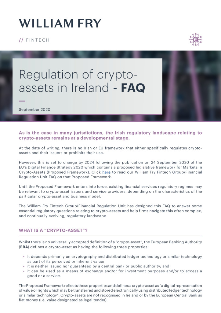 Fintech_Briefing - Crypto-Asset Regulation in Ireland - Key Questions and Answers_October_2020_2