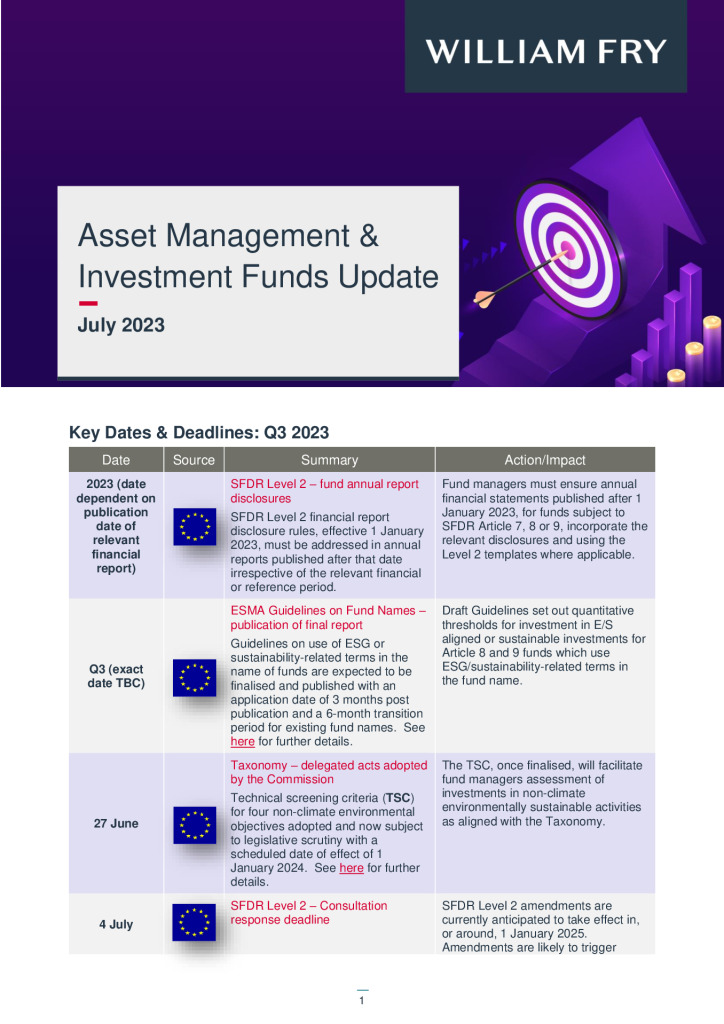 Asset Management &  Investment Funds Update - July 23