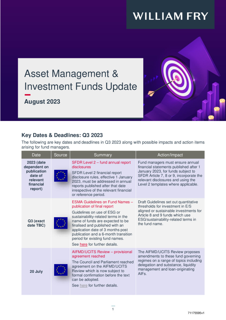 Asset Management Investment Funds Update - August 2023(71175595.1)