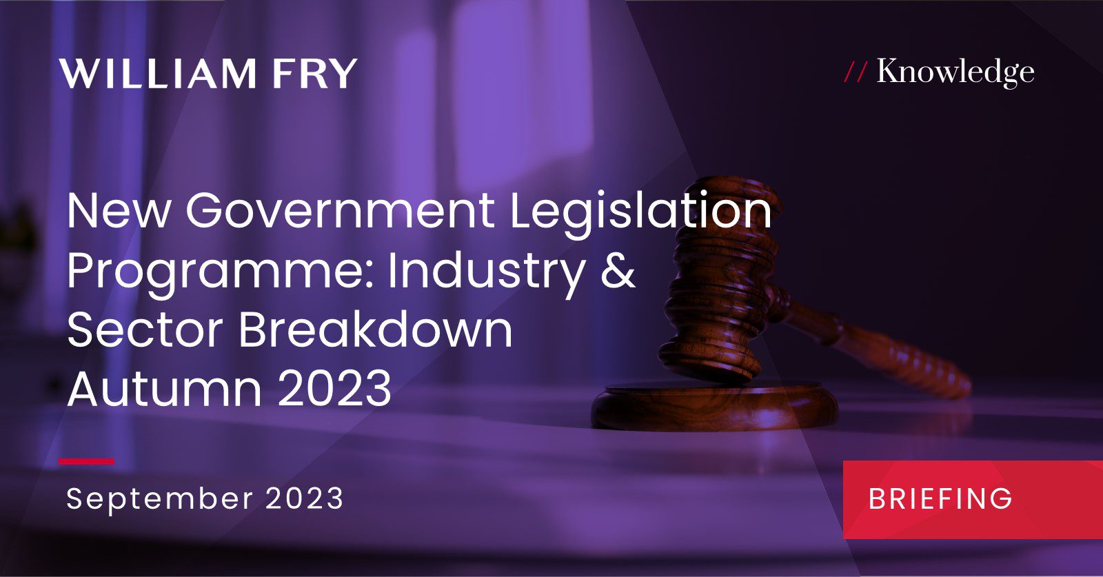 New Government Legislation Programme : Industry & Sector Breakdown Autumn 2023
