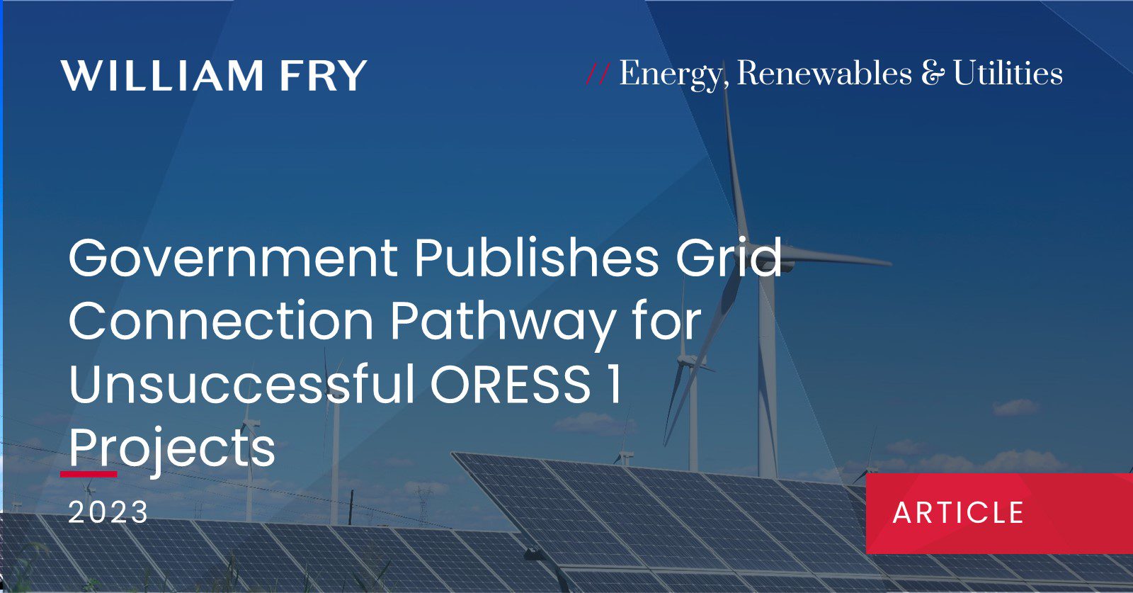Government Publishes Grid Connection Pathway for Unsuccessful ORESS 1 Projects