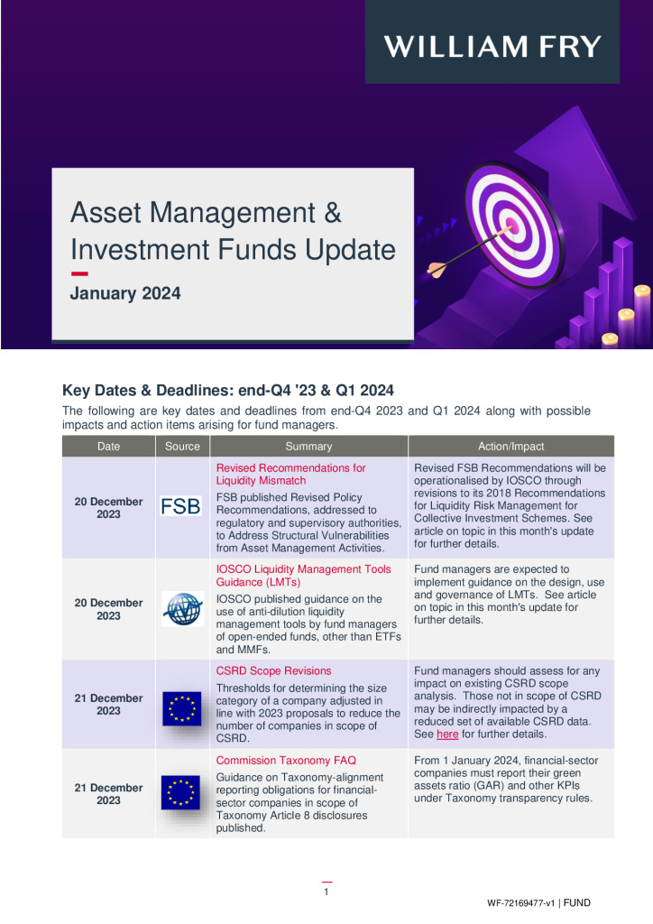 Asset Management Investment Funds Update - January 2024