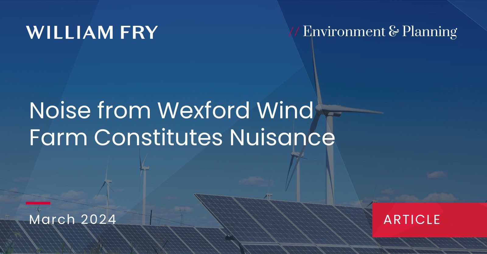 Noise from Wexford Wind Farm Constitutes Nuisance