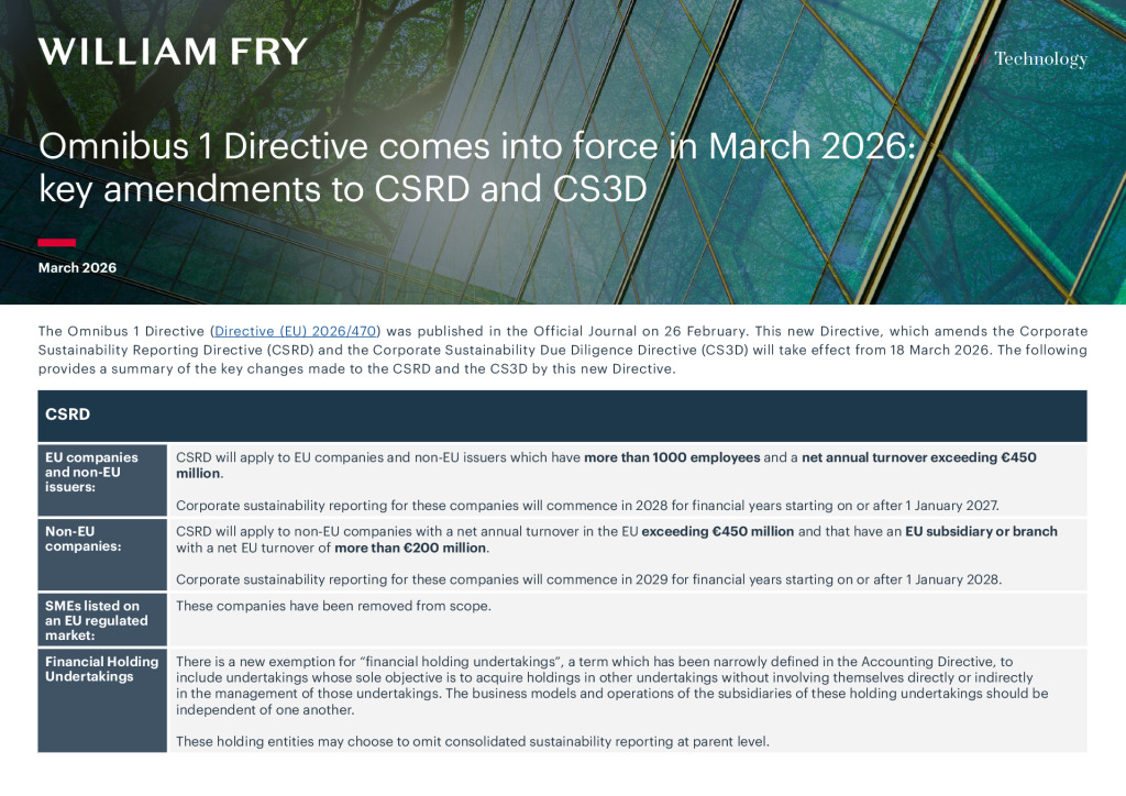 Omnibus 1 Directive comes into force in March 2026- key amendments to CSRD and CS3D