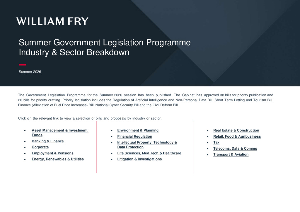 Summer Government Legislation Programme 26