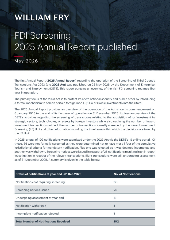 FDI Screening – 2025 Annual Report published